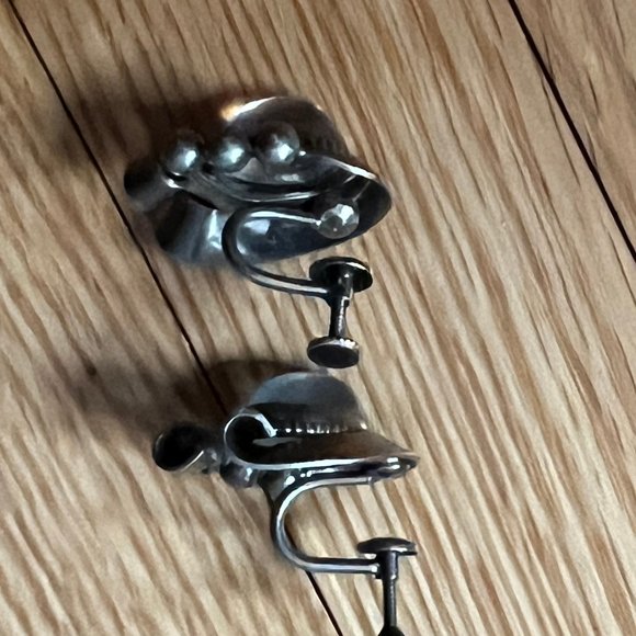 Walter Lampl Vintage Stamped Sterling Silver Moonstone Clip Earrings Excel Cond - Picture 13 of 16